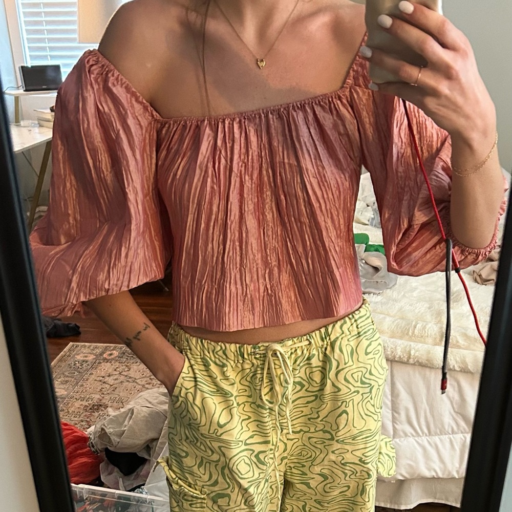 Elegant Pink Off-Shoulder Top
